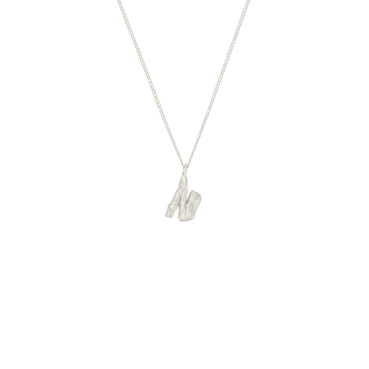 N Mini Alphabet White Gold Necklace