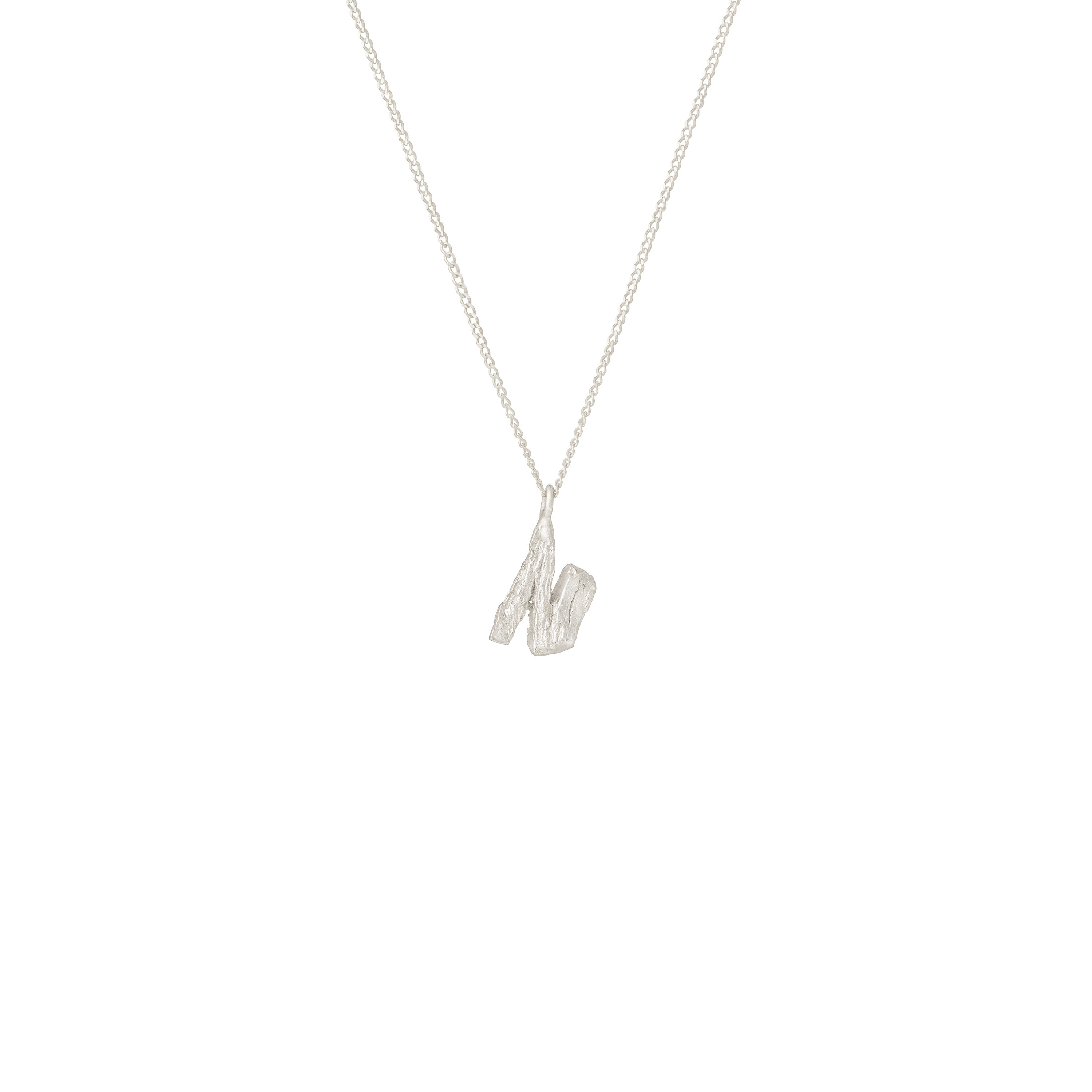 N Mini Alphabet White Gold Necklace