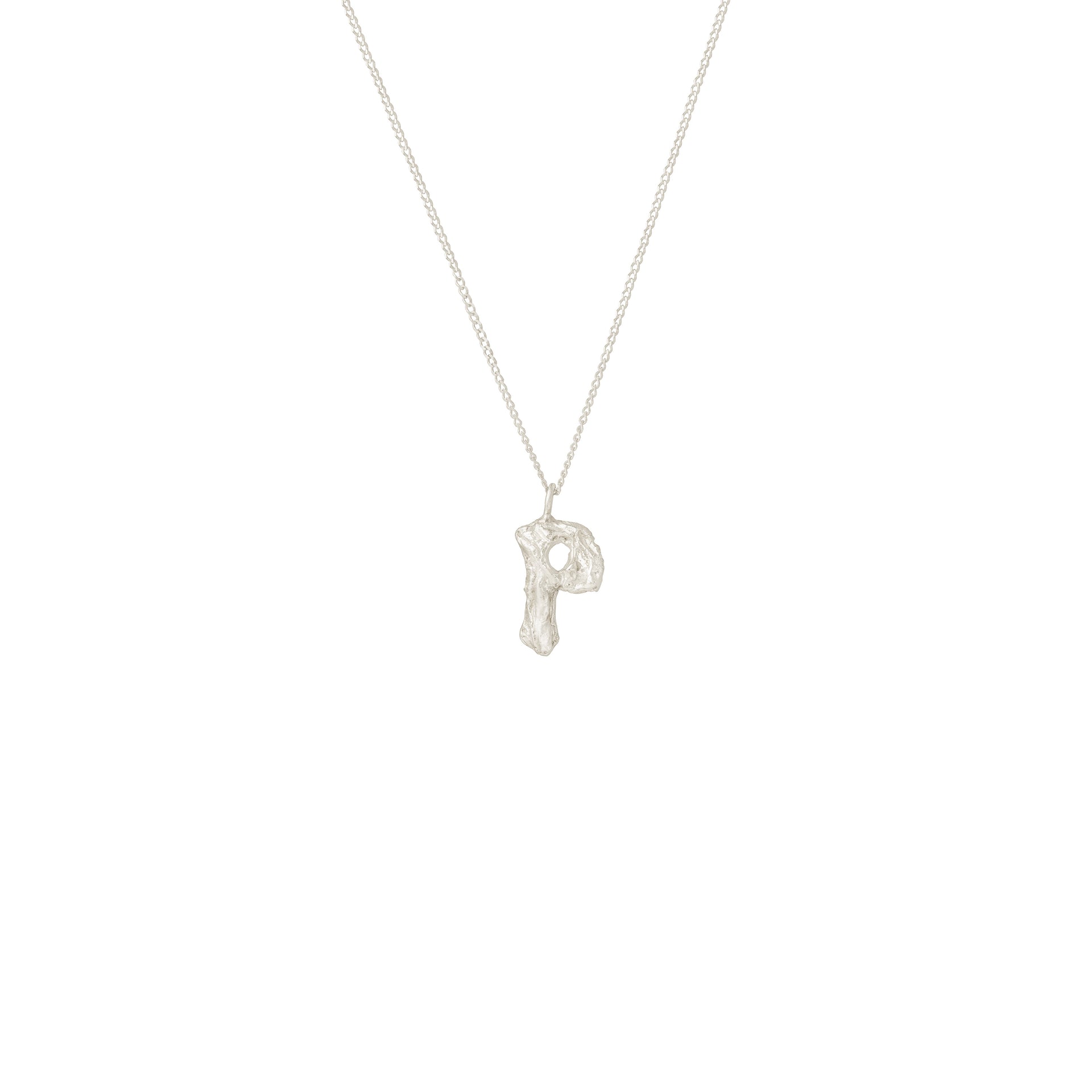 P Mini Alphabet White Gold Necklace