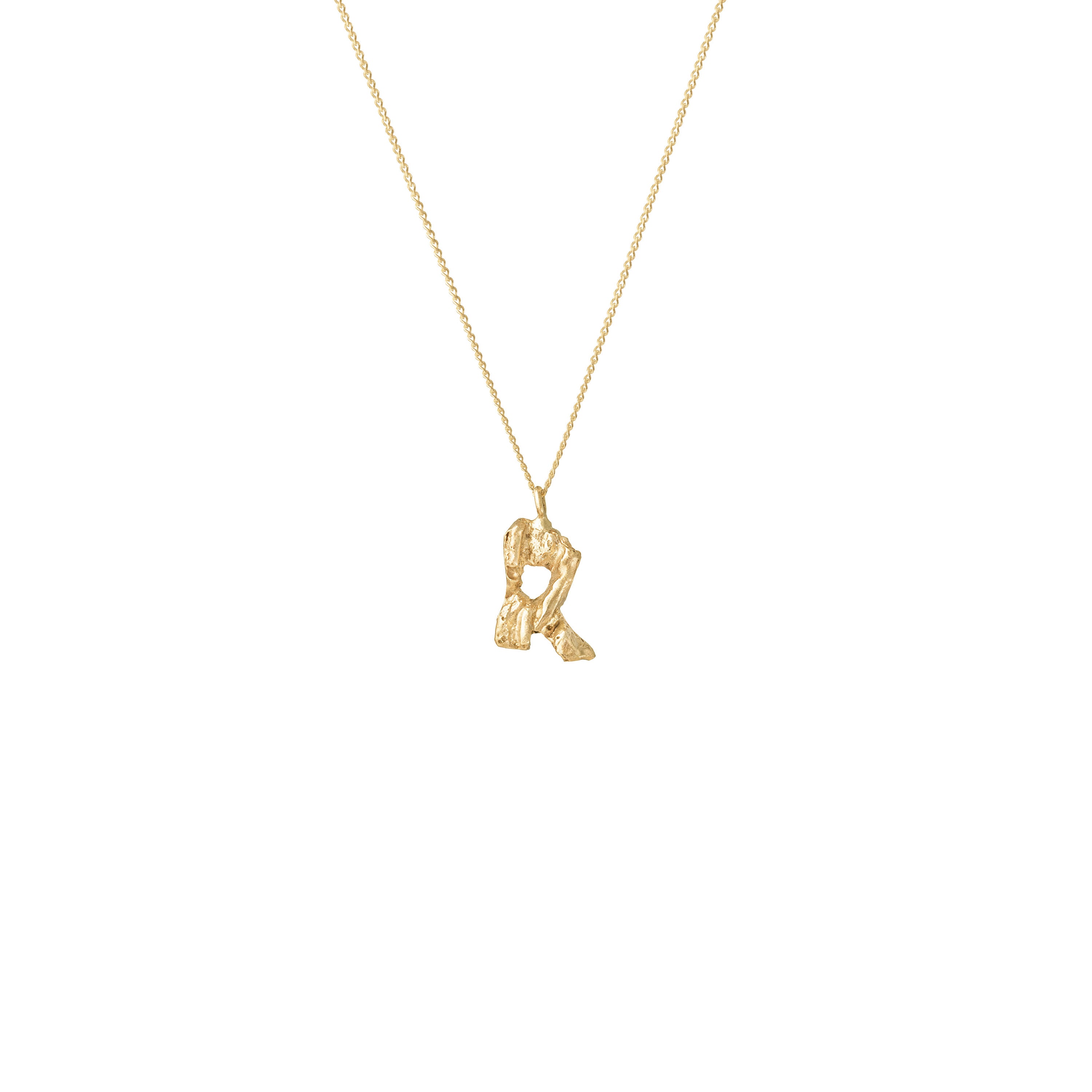 R Mini Alphabet Gold Necklace
