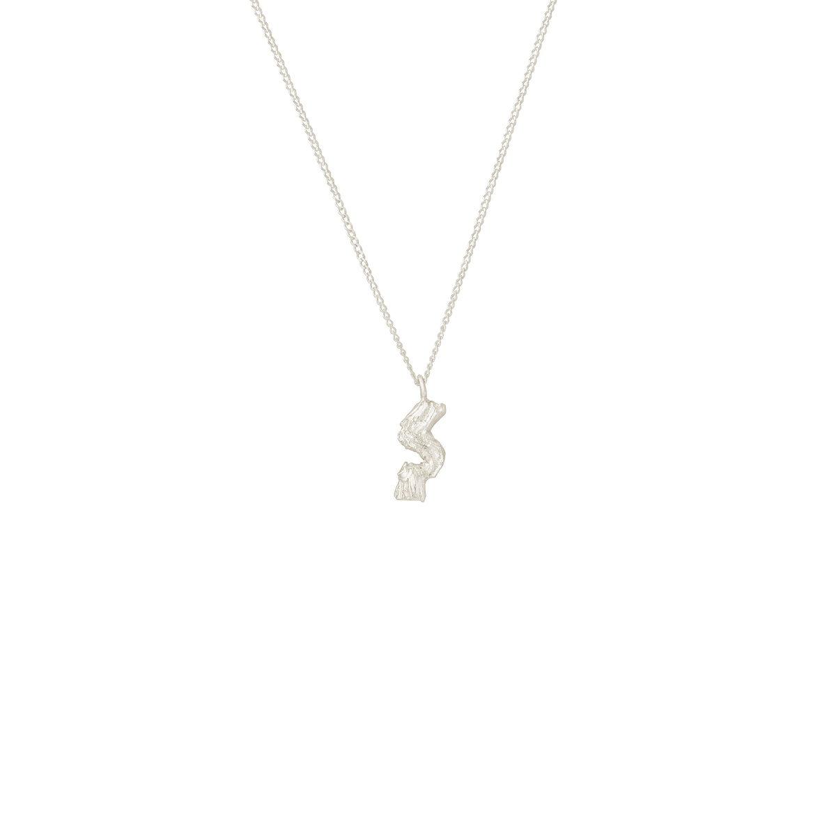 S Mini Alphabet White Gold Necklace