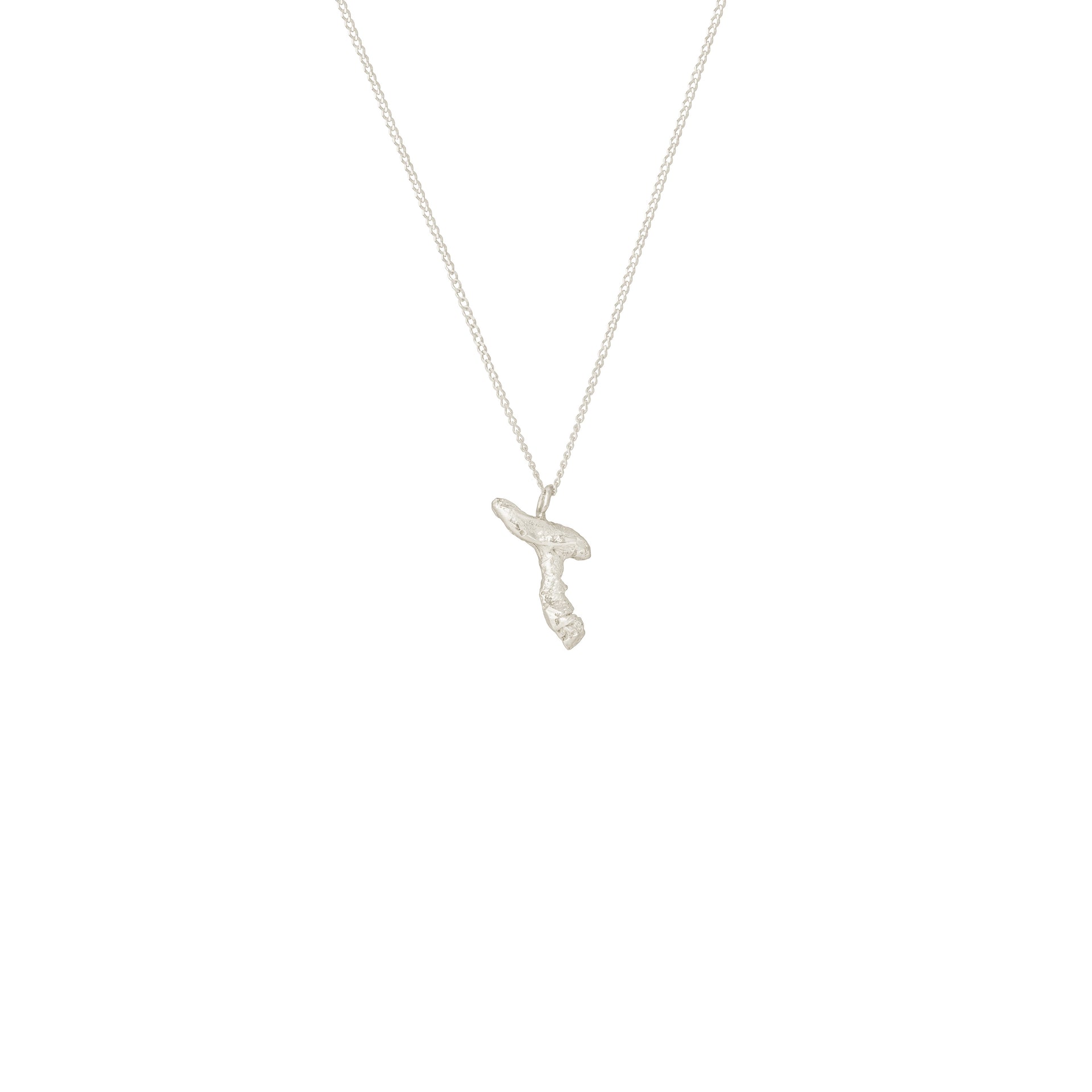 T Mini Alphabet White Gold Necklace