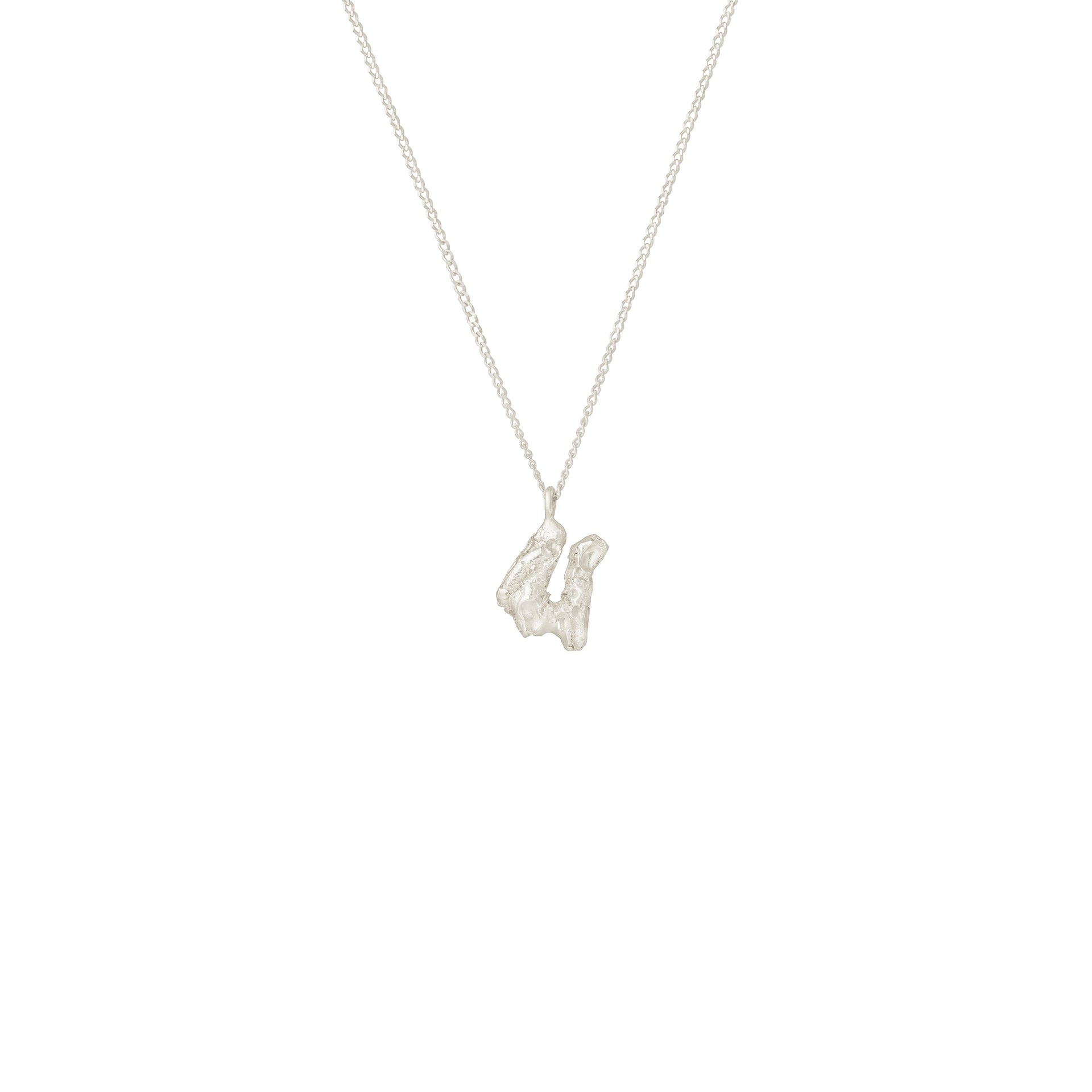 U Mini Alphabet White Gold Necklace