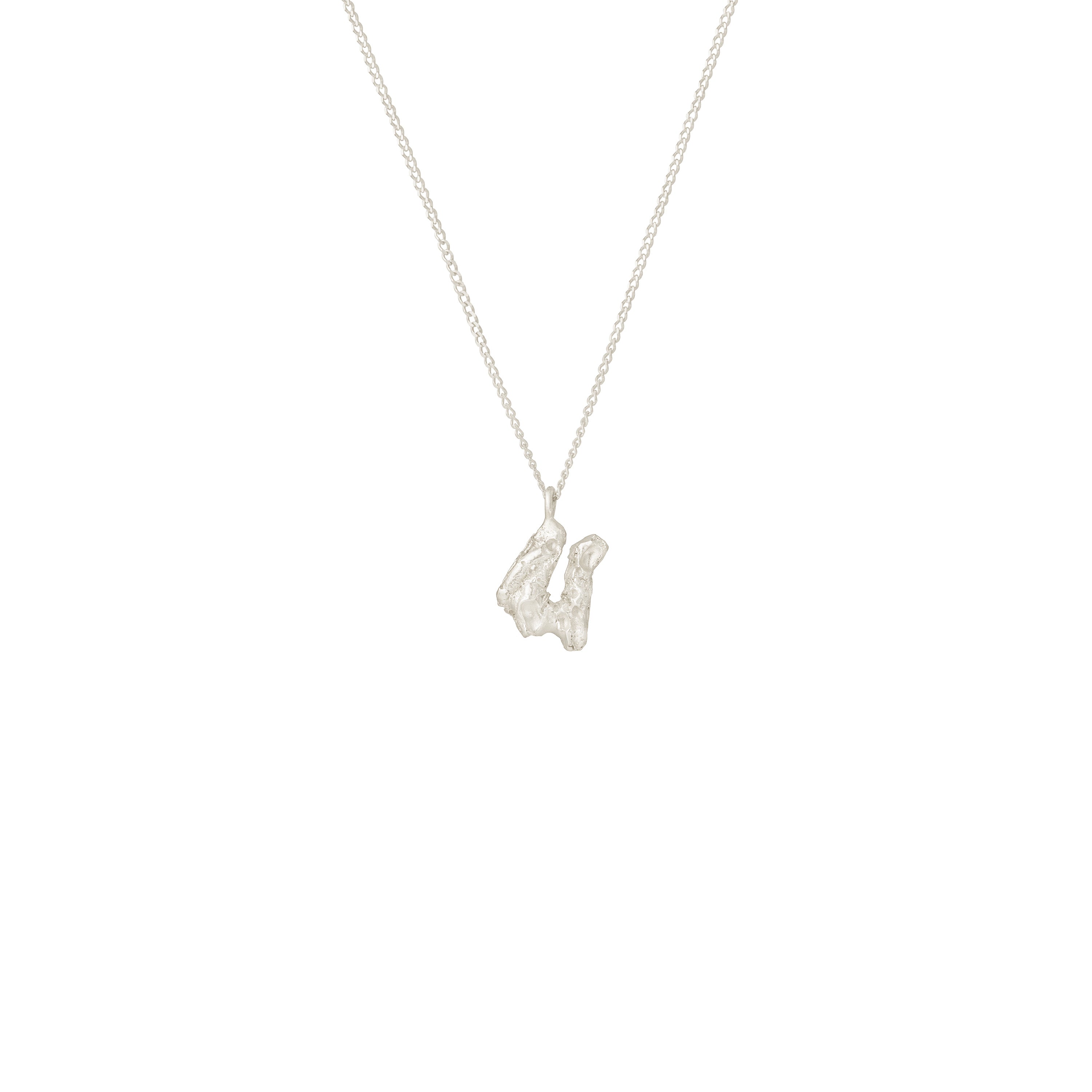 U Mini Alphabet White Gold Necklace