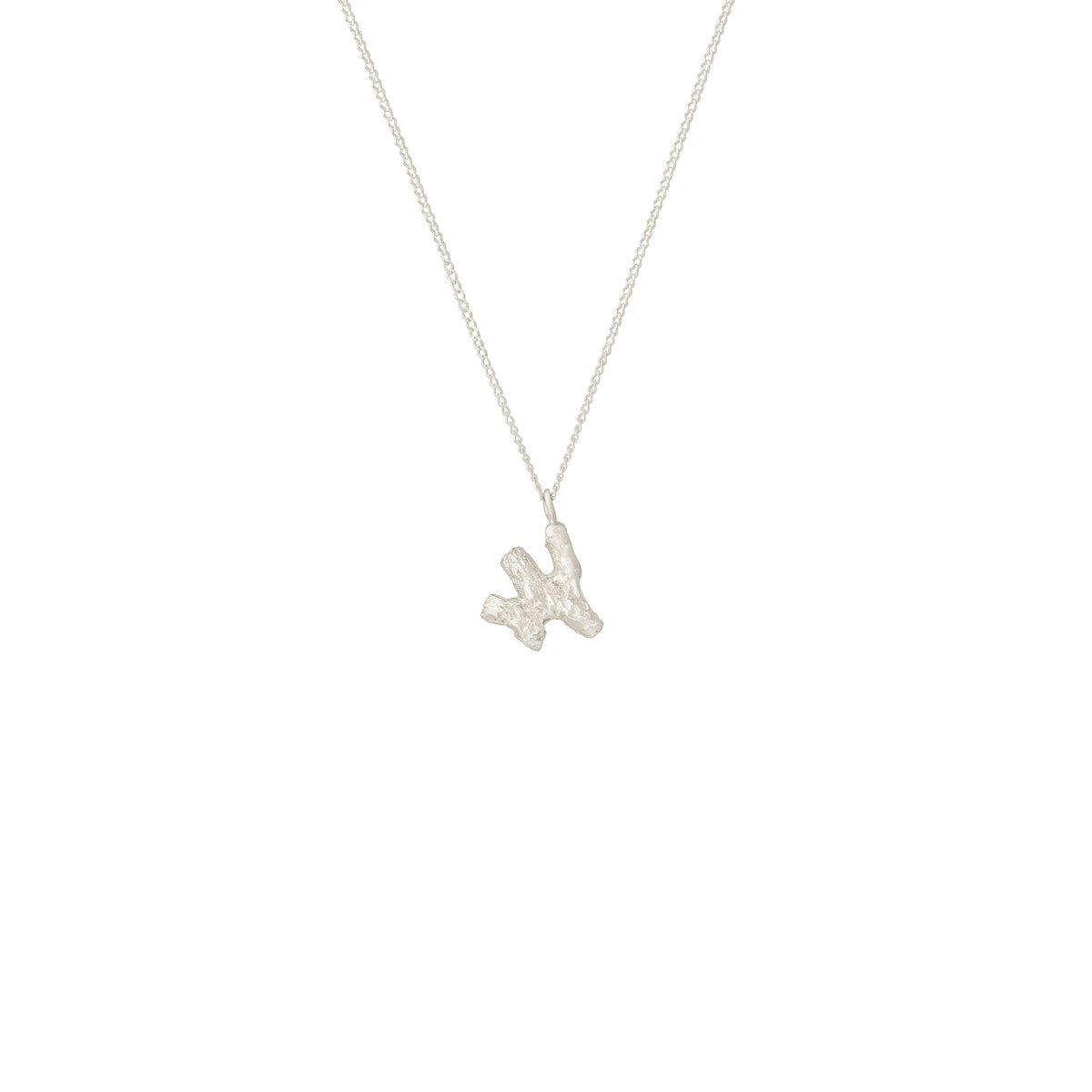W Mini Alphabet White Gold Necklace