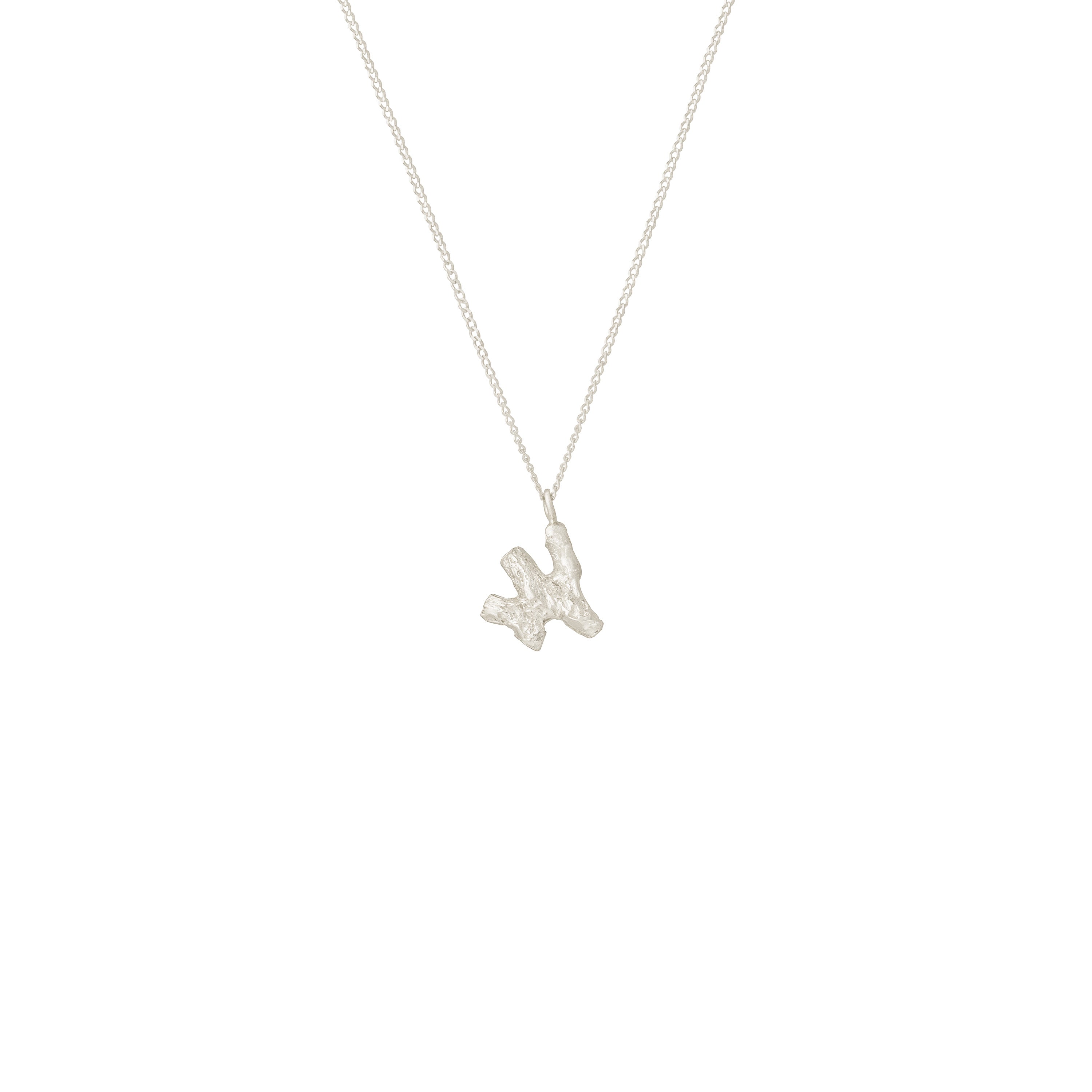 W Mini Alphabet White Gold Necklace