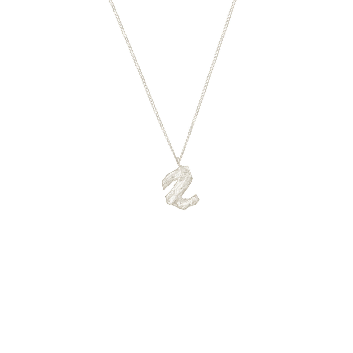 Z Mini Alphabet White Gold Necklace