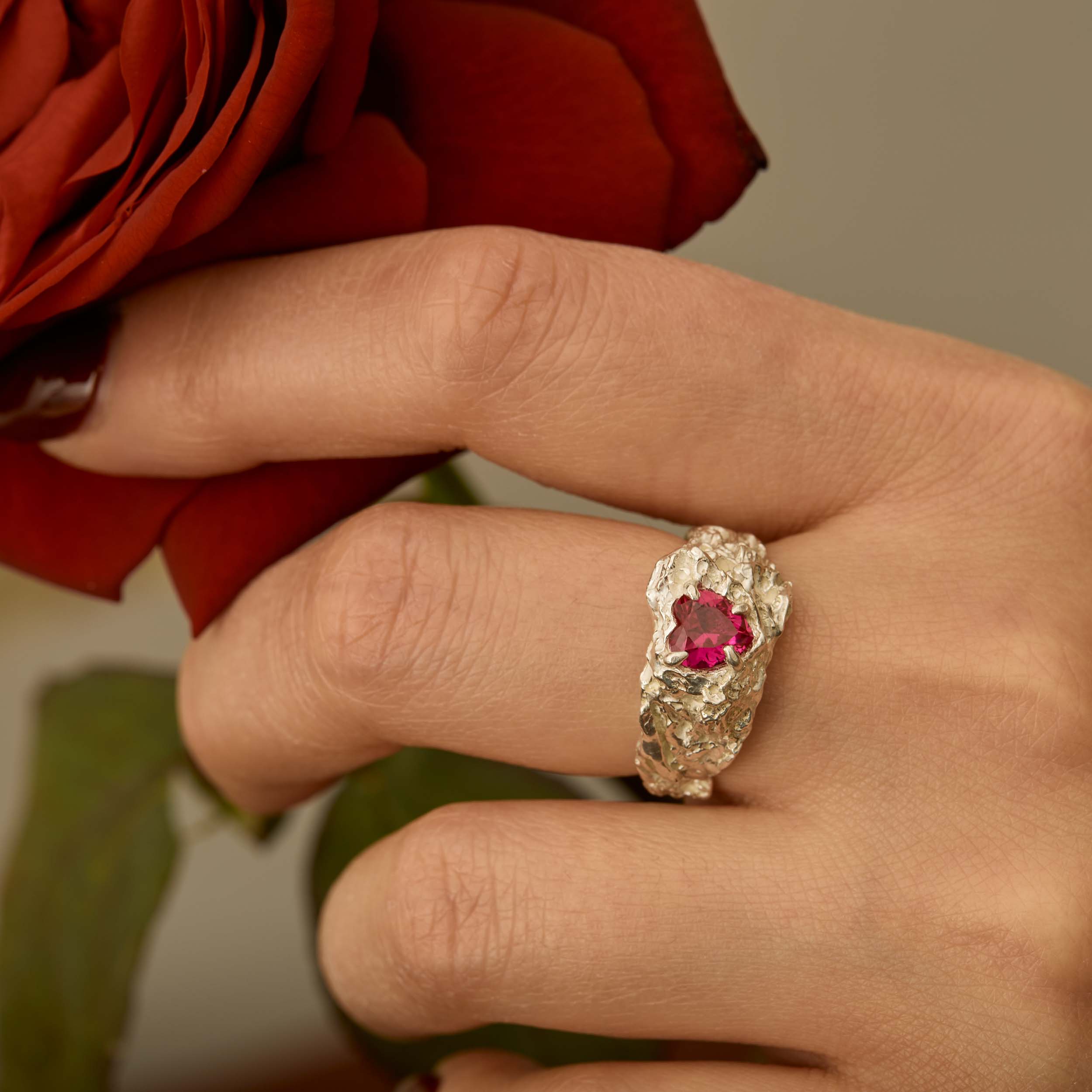 Red Heart Ruby Argenti Ring