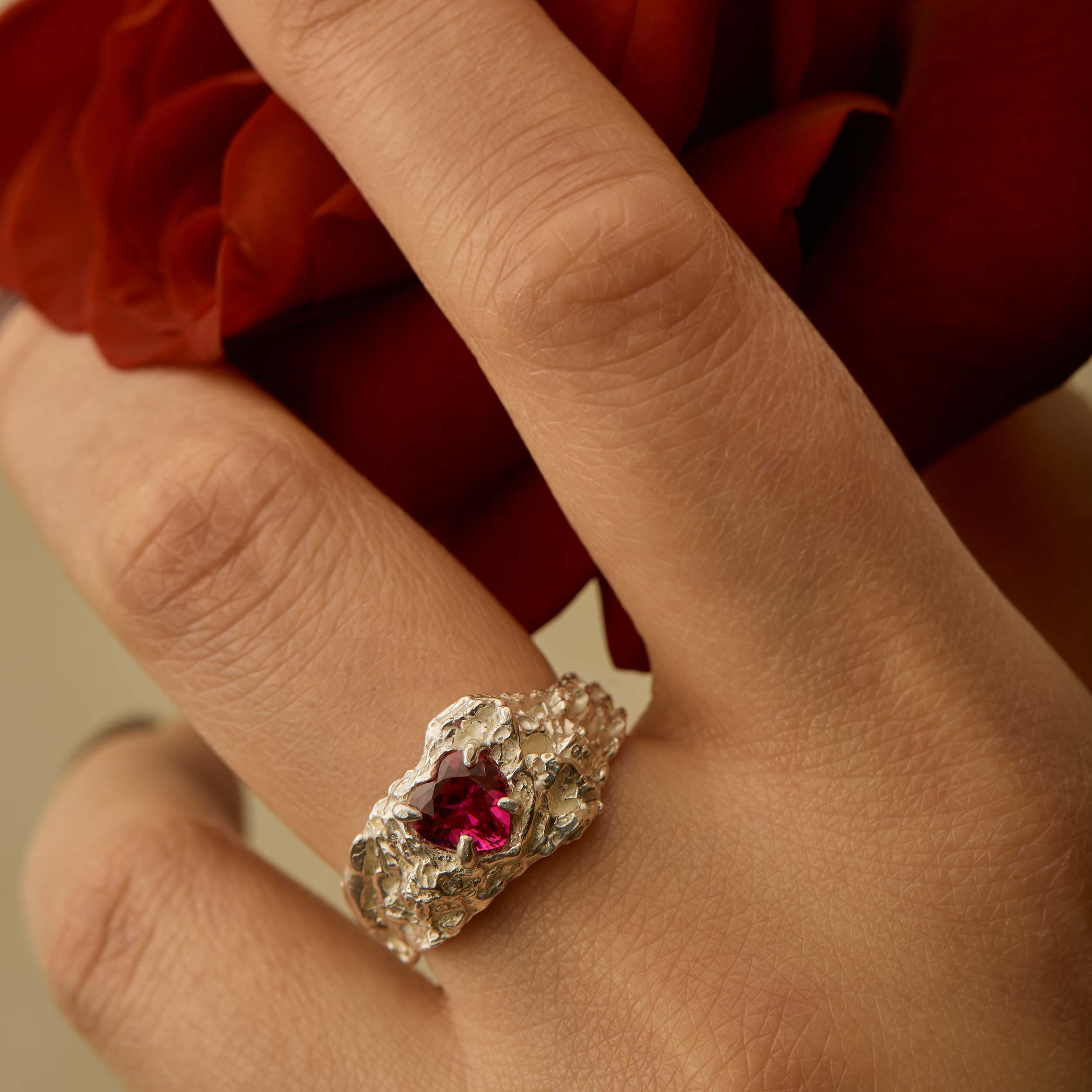 Red Heart Ruby Argenti Ring