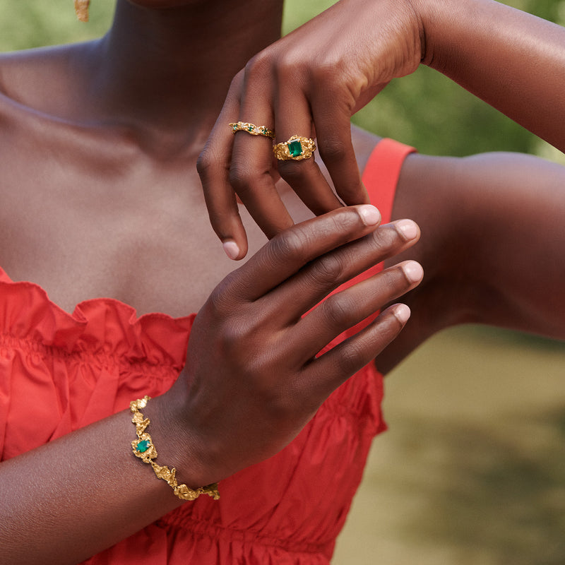 Hira Emerald Recycled Silver Bracelet