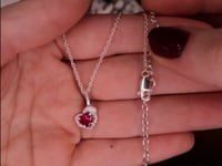 Heart Ruby Recycled Silver Pendant