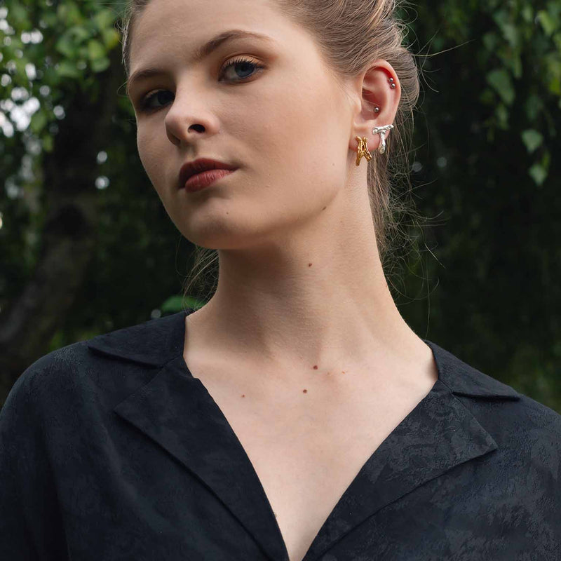 A Alphabet Recycled Silver Stud Earring