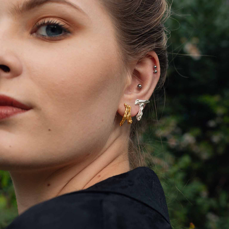 A Alphabet Recycled Silver Stud Earring