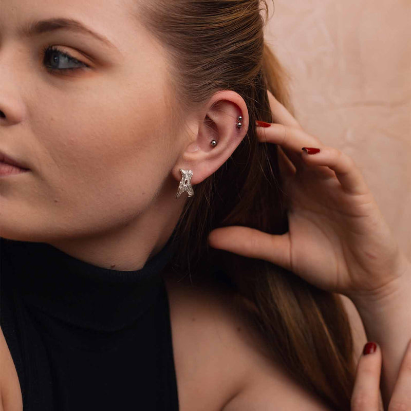 A Alphabet Recycled Silver Stud Earring