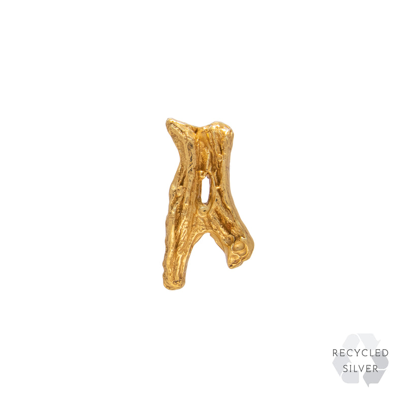 A Alphabet Recycled Silver Stud Earring