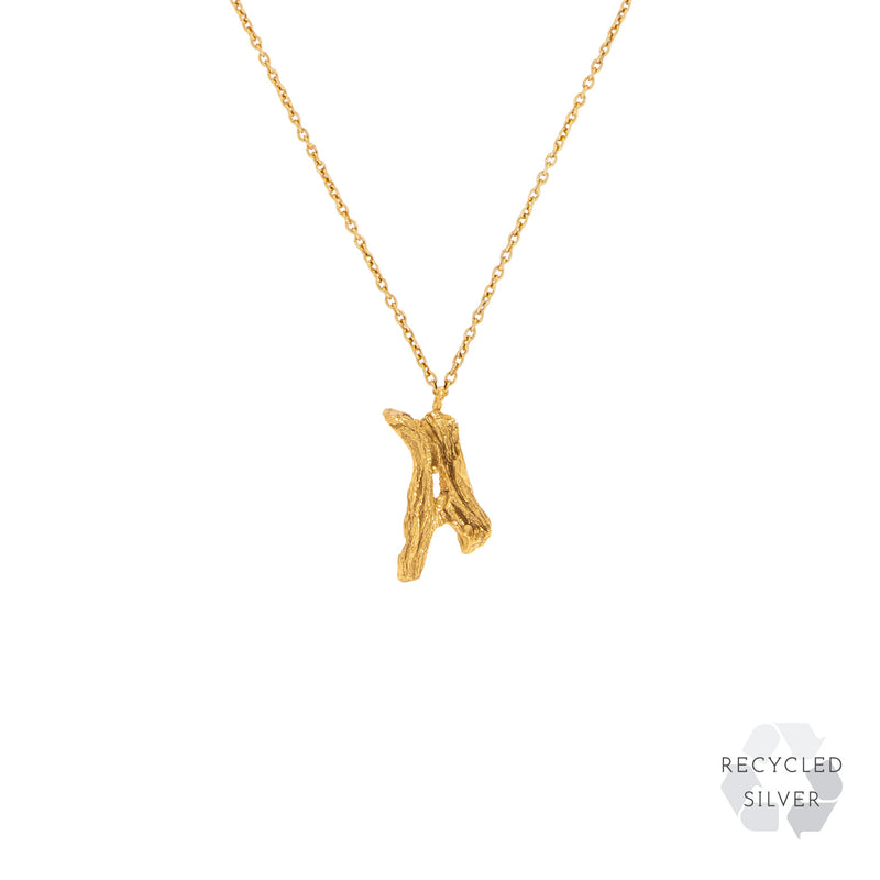 A Alphabet Recycled Silver Necklace