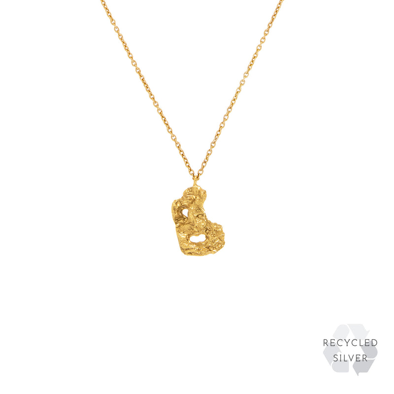 B Alphabet Recycled Silver Necklace
