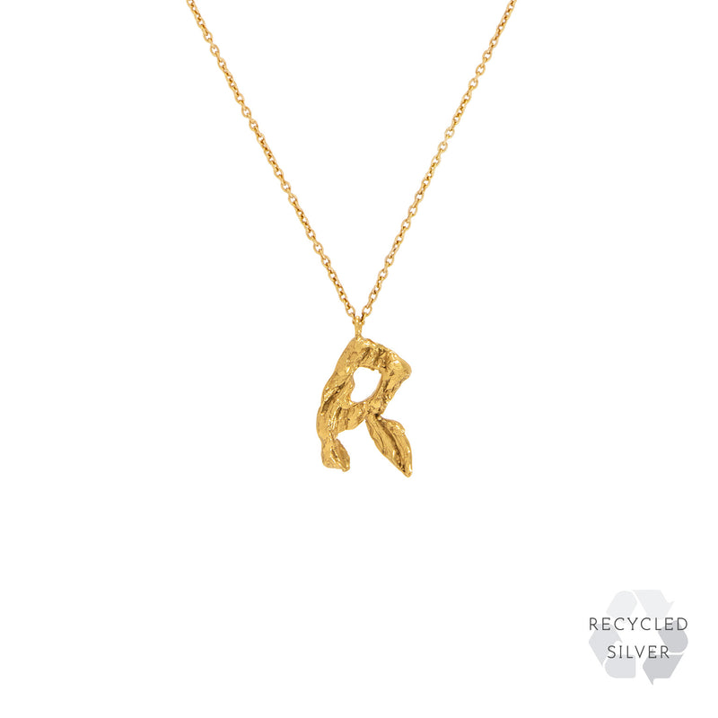 R Alphabet Recycled Silver Necklace