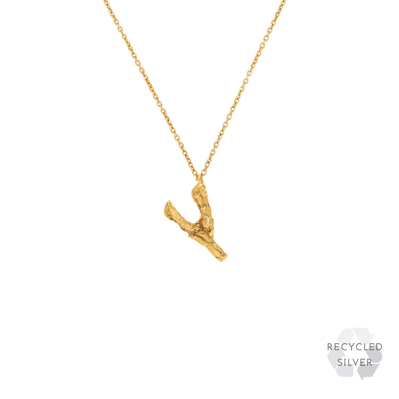 Y Alphabet Recycled Silver Necklace