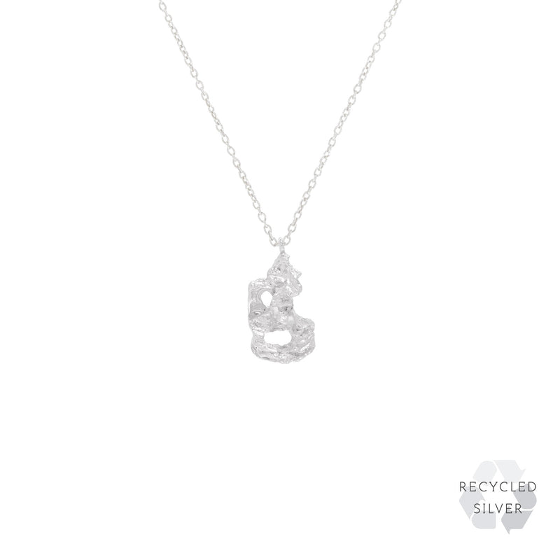 B Alphabet Recycled Silver Necklace