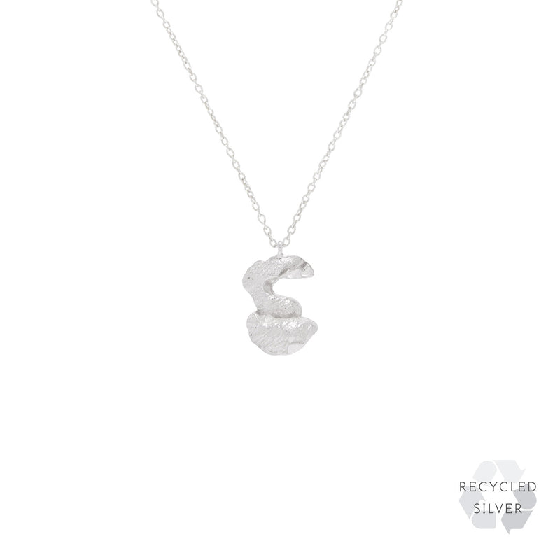 E Alphabet Recycled Silver Necklace