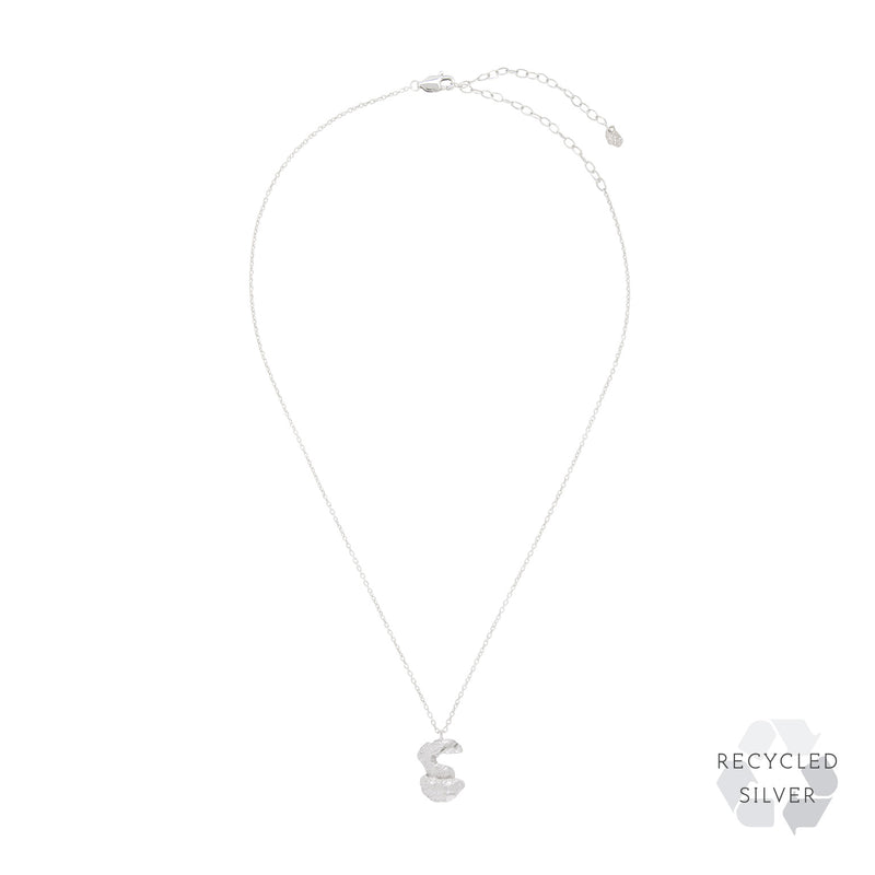 E Alphabet Recycled Silver Necklace