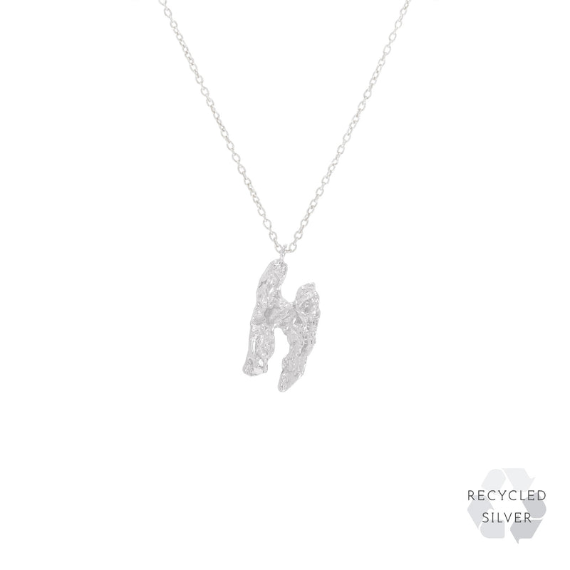 H Alphabet Recycled Silver Necklace
