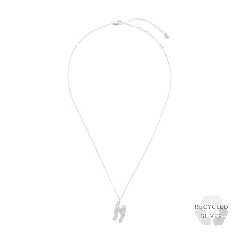 H Alphabet Recycled Silver Necklace