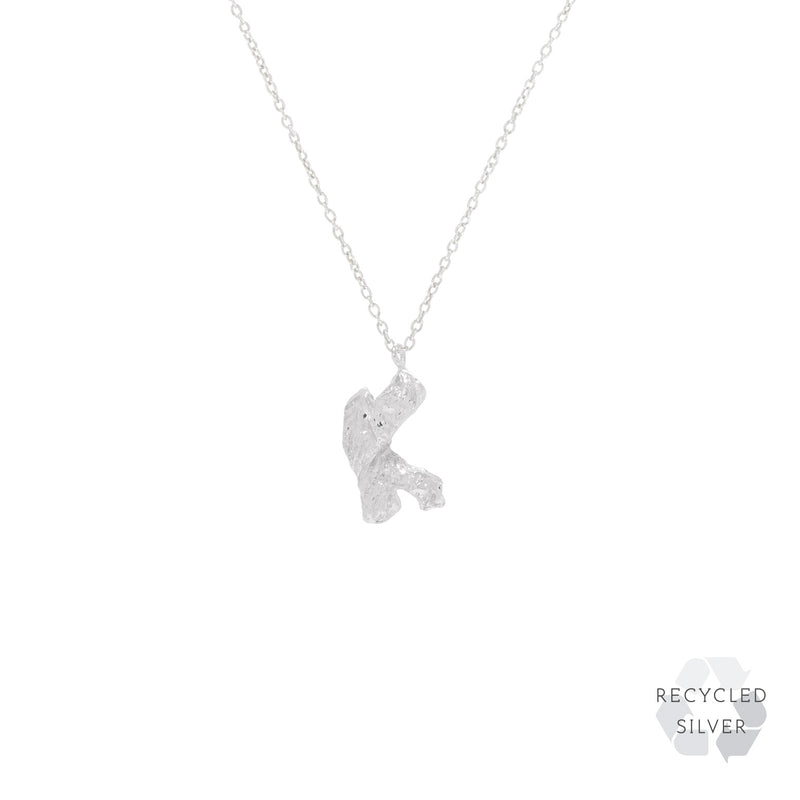 K Alphabet Recycled Silver Necklace