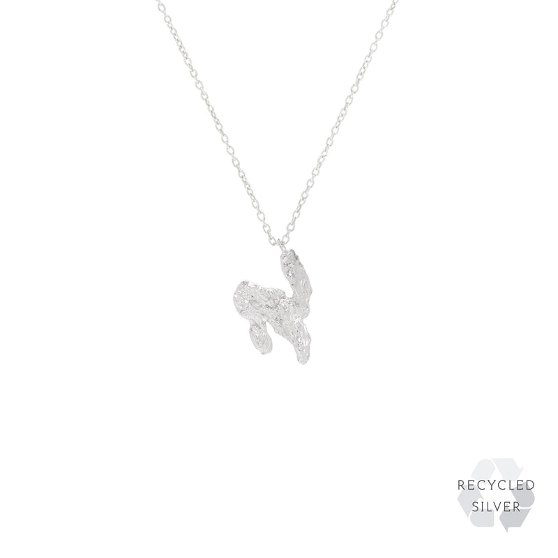 N Alphabet Recycled Silver Necklace