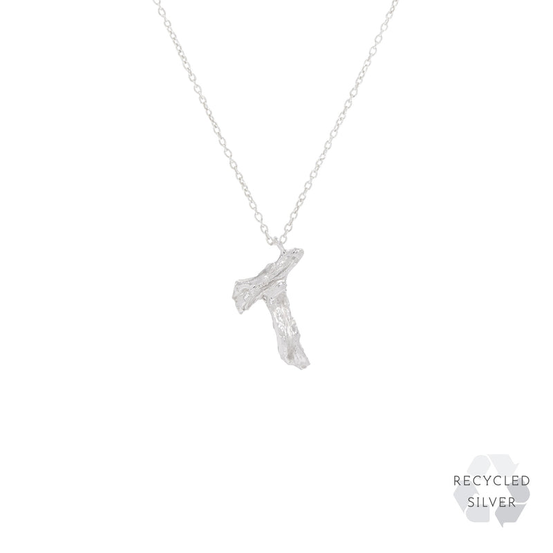 T Alphabet Recycled Silver Necklace