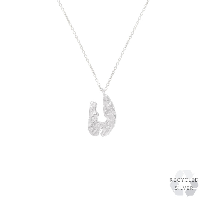 U Alphabet Recycled Silver Necklace