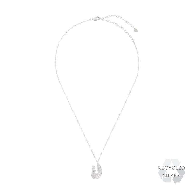 U Alphabet Recycled Silver Necklace
