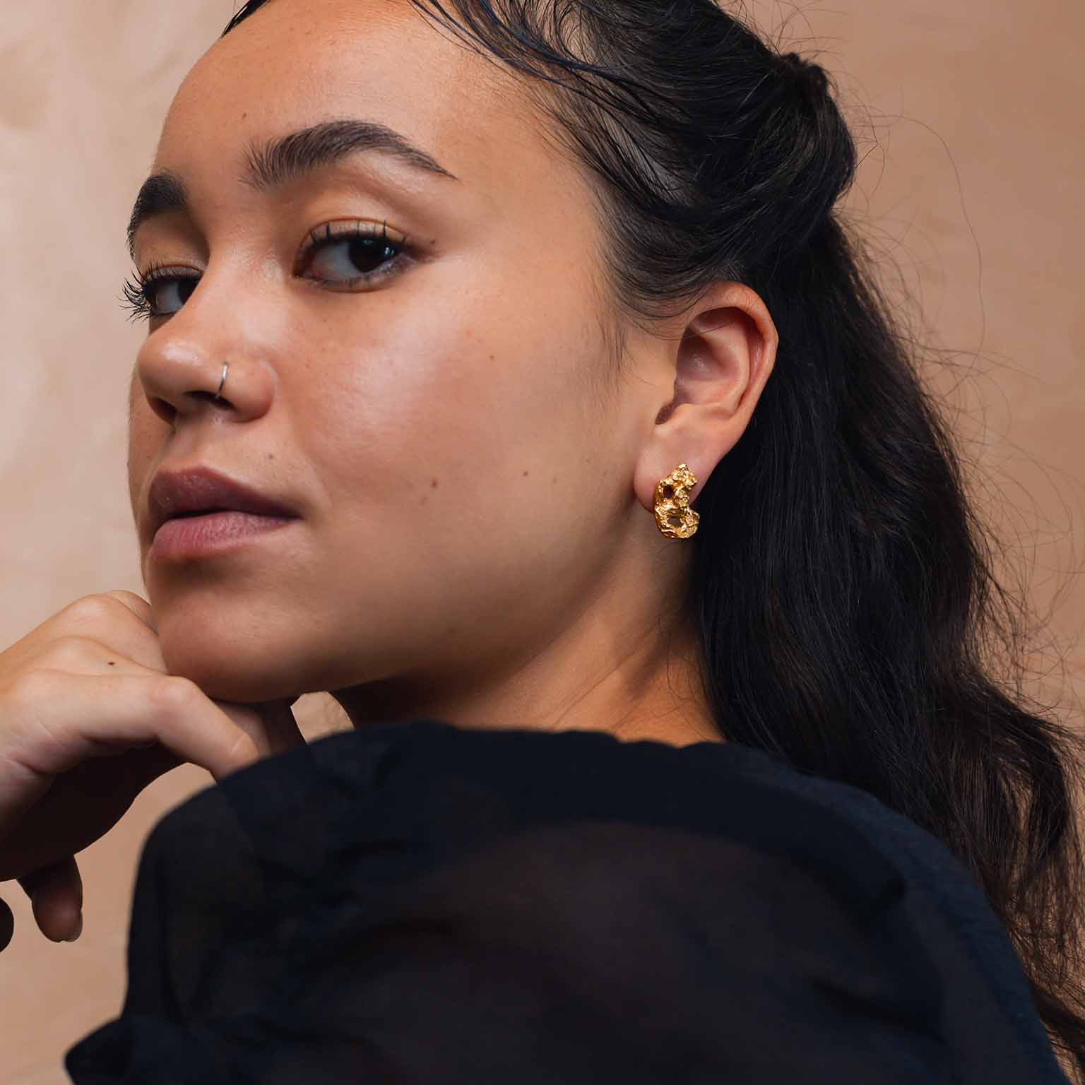 B Alphabet Recycled Silver Stud Earring