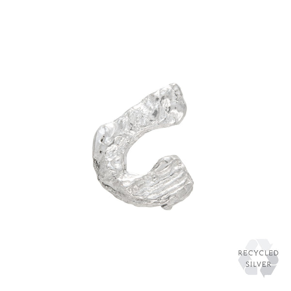 C Alphabet Recycled Silver Stud Earring