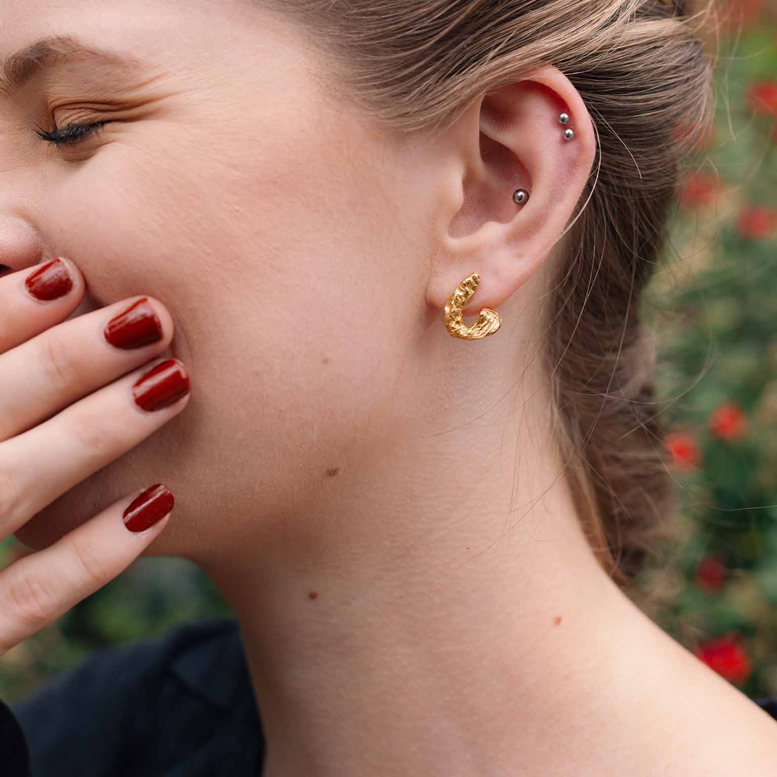 C Alphabet Recycled Silver Stud Earring