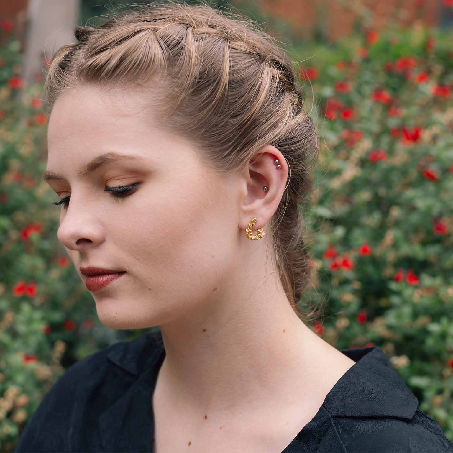 C Alphabet Recycled Silver Stud Earring