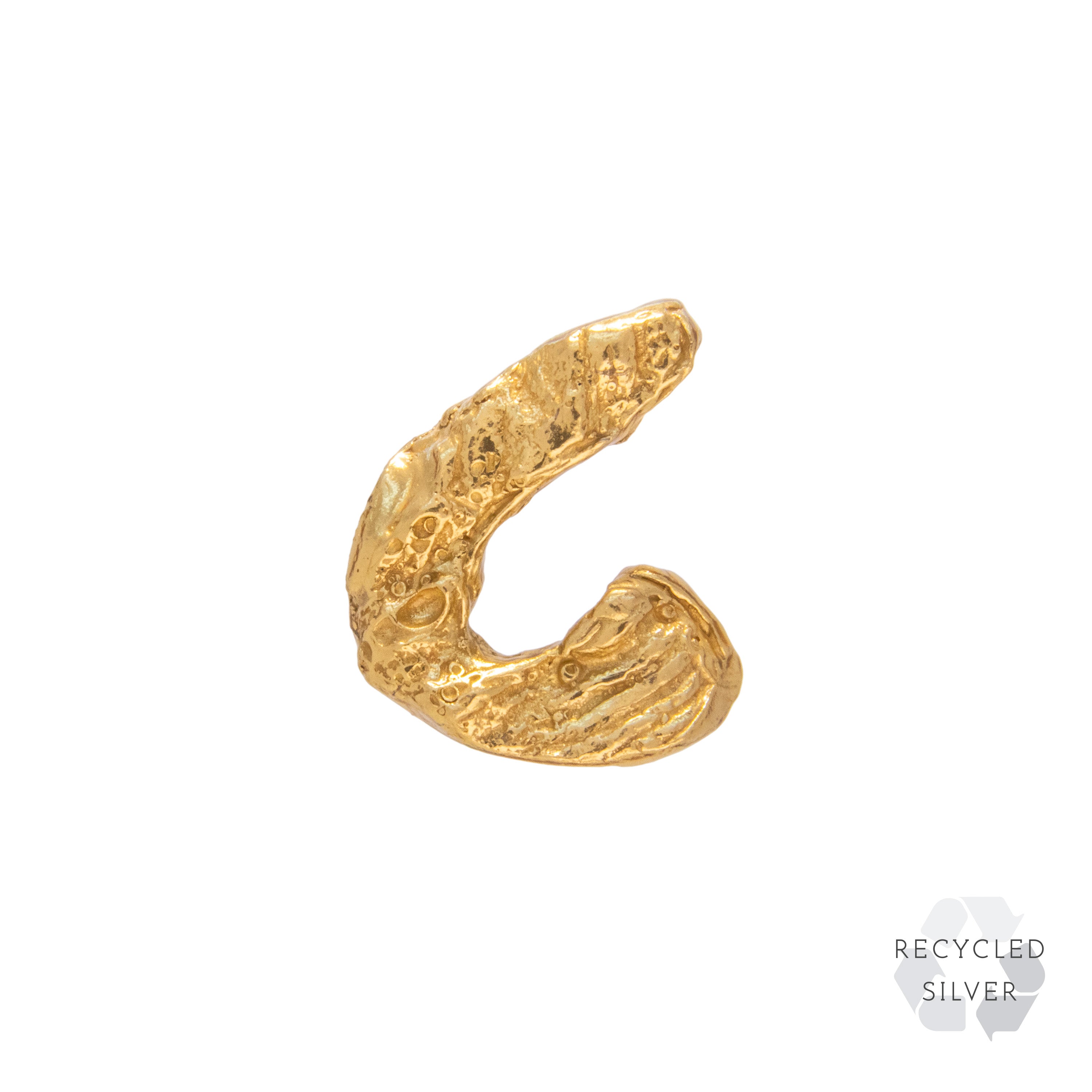 C Alphabet Recycled Silver Stud Earring