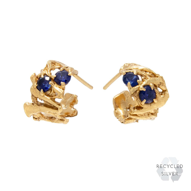 Dila Sapphire Recycled Silver Earrings