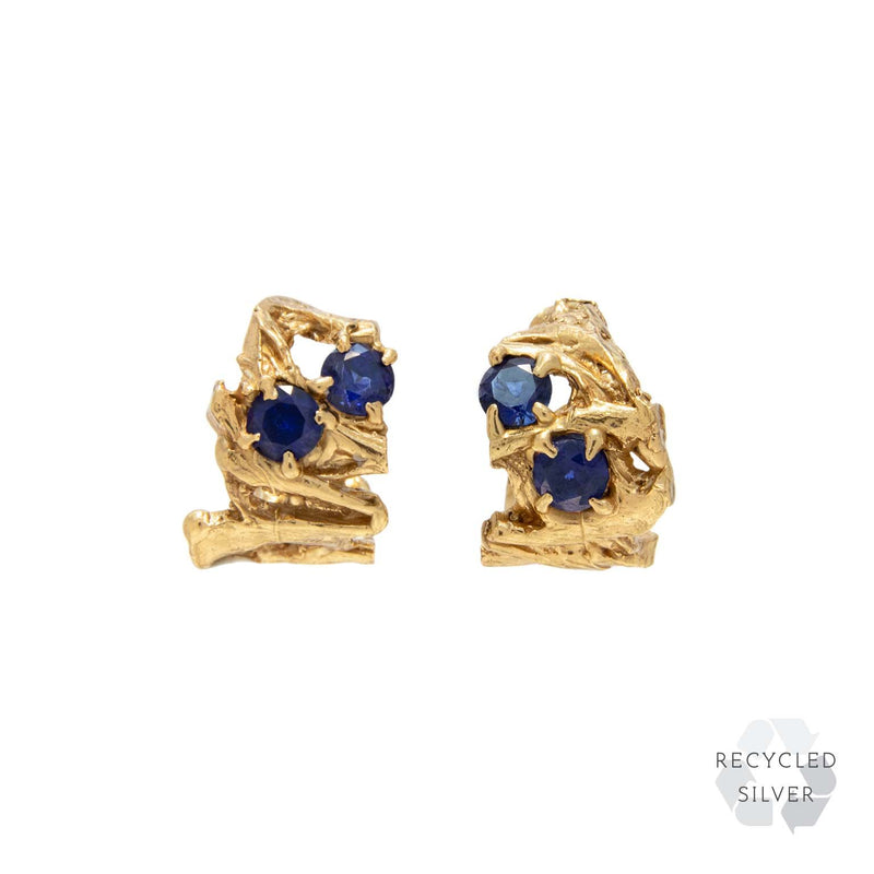Dila Sapphire Recycled Silver Earrings