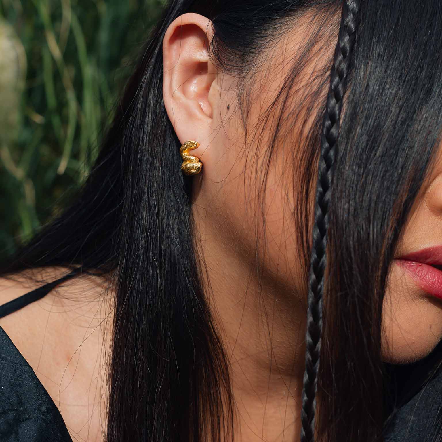 E Alphabet Recycled Silver Stud Earring