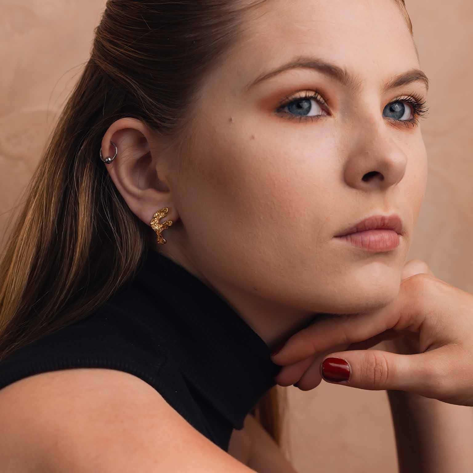 F Alphabet Recycled Silver Stud Earring