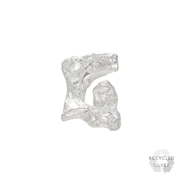 G Alphabet Recycled Silver Stud Earring