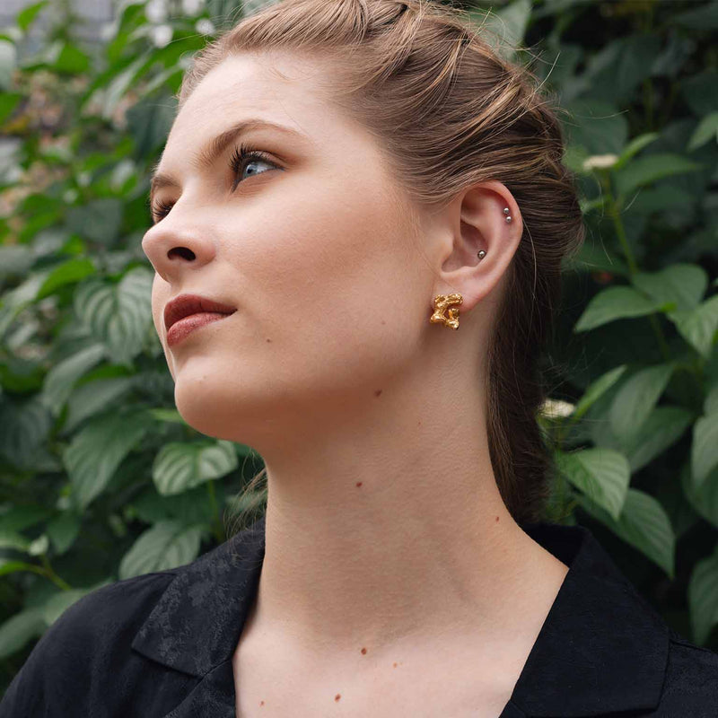 G Alphabet Recycled Silver Stud Earring