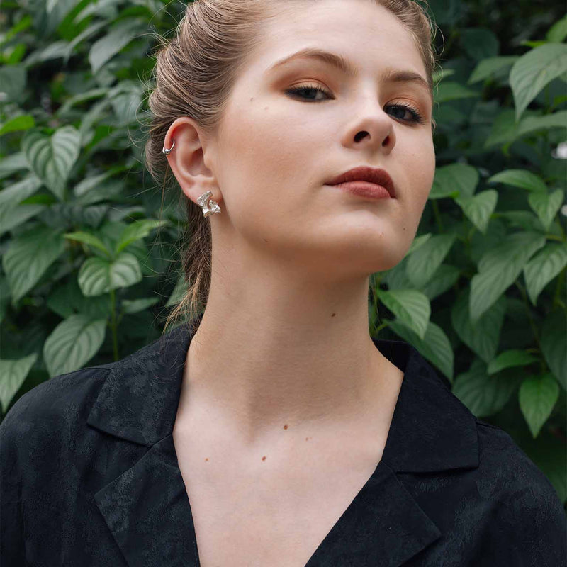 G Alphabet Recycled Silver Stud Earring