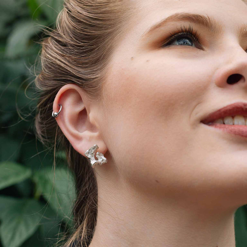 G Alphabet Recycled Silver Stud Earring