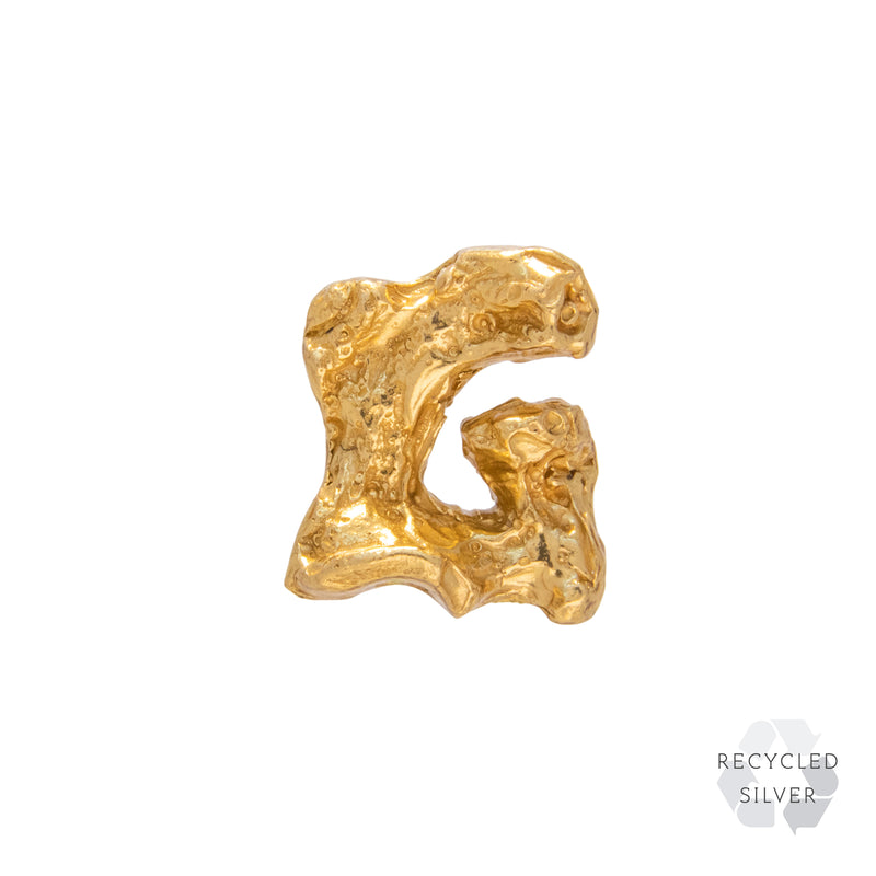 G Alphabet Recycled Silver Stud Earring