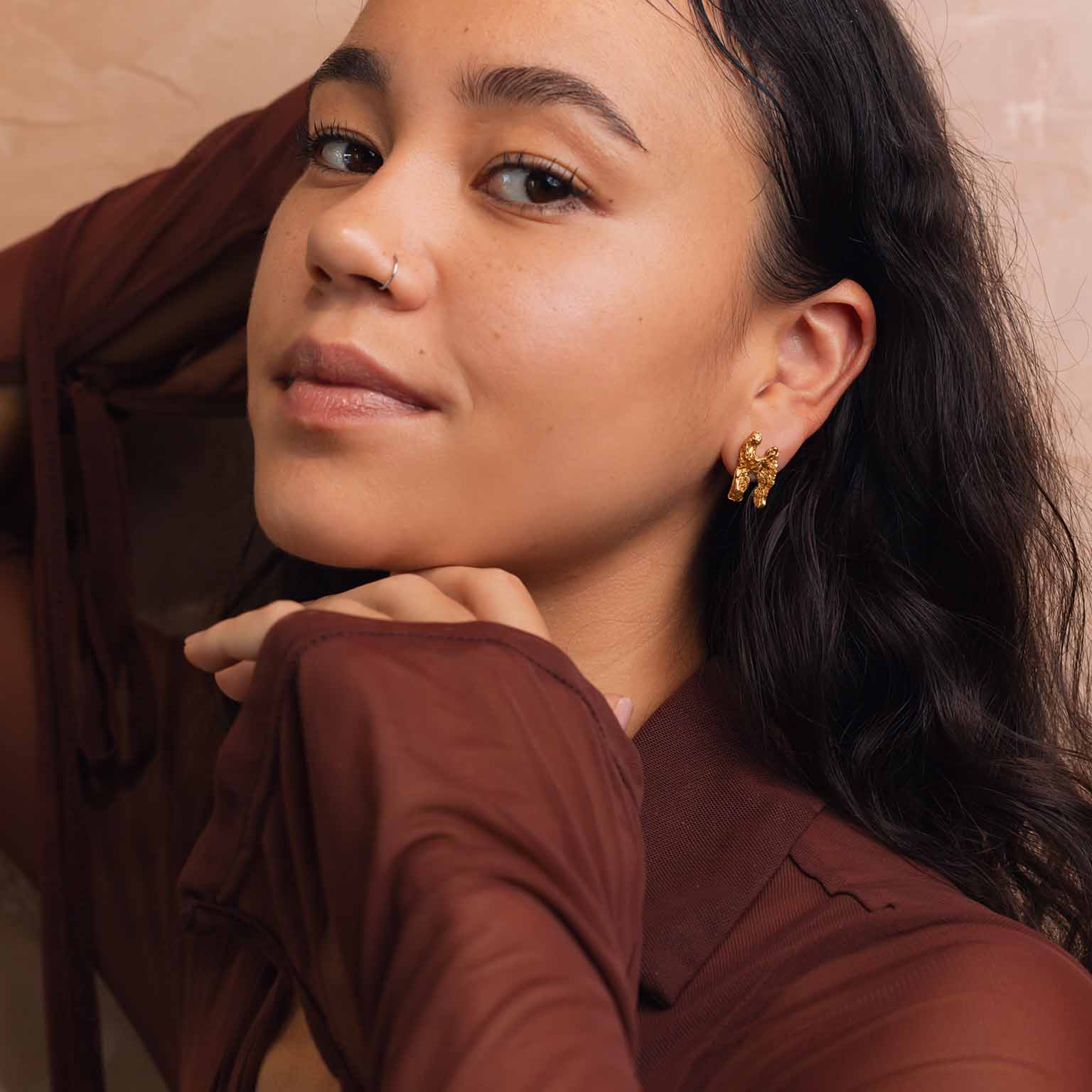 H Alphabet Recycled Silver Stud Earring