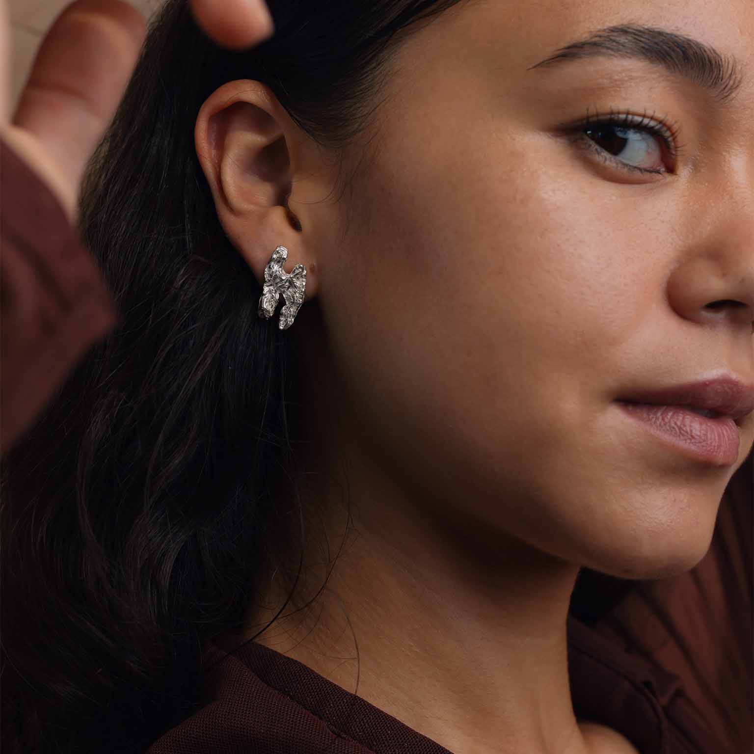 H Alphabet Recycled Silver Stud Earring