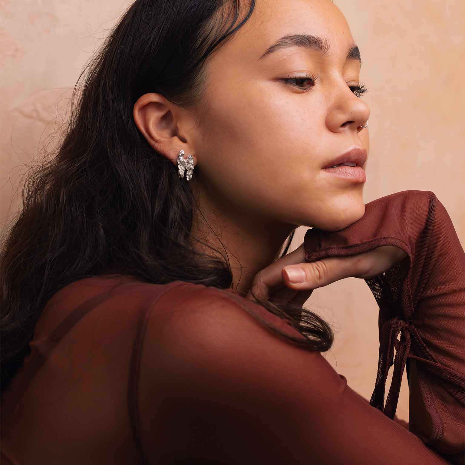 H Alphabet Recycled Silver Stud Earring